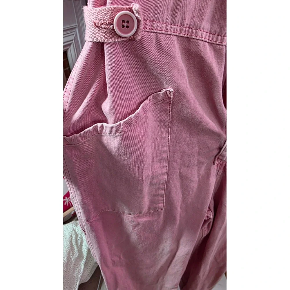 Pistola Pink Cotton Utility Jumpsuit Short Sleeve Wide Leg Suit Small - Picture 5 of 9